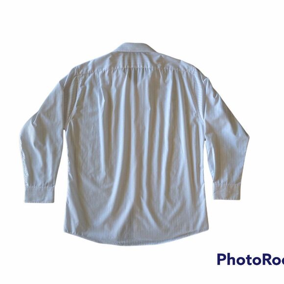 Men's Dockers White Striped Button Down Dress Shirt, Size Large 16-16.5, 32-33 - Picture 6 of 7